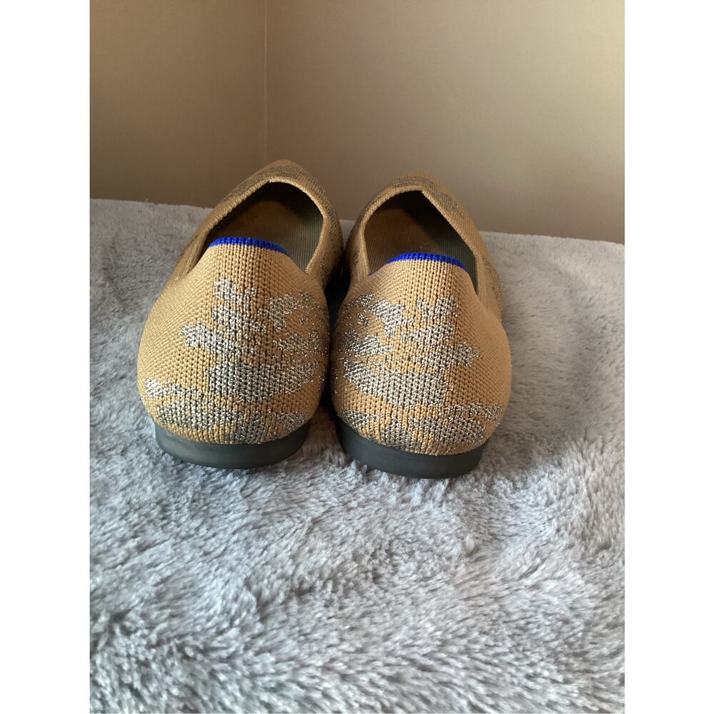 Rothy's Rare Women's Metallic Point Flat Shoes Beige & Silver Size 8 - Picture 7 of 12